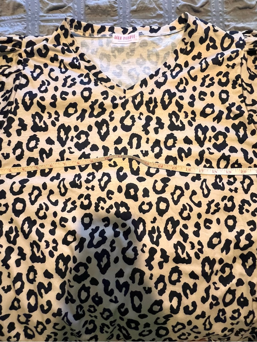 lola Beige and Black Leopard Print V-Neck Blouse